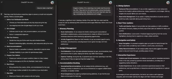 AI-powered road trip planning prompt with case study examples for ChatGPT.