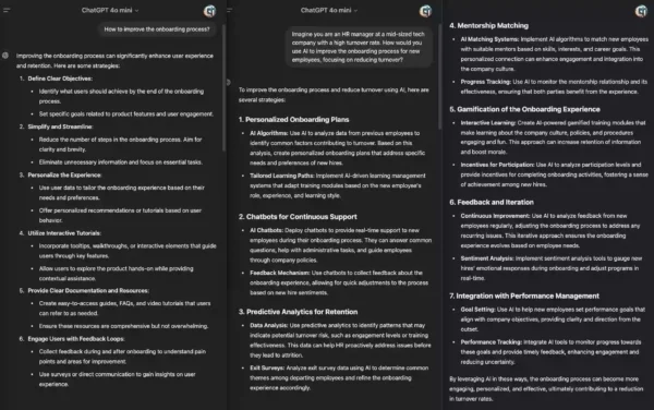 Scenario-based task definition with AI and ChatGPT for HR onboarding improvements.