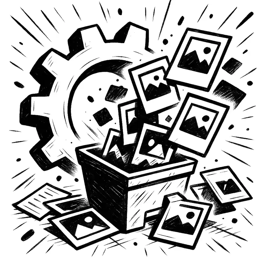 Toolbox of images with gear — Production Toolkit visual